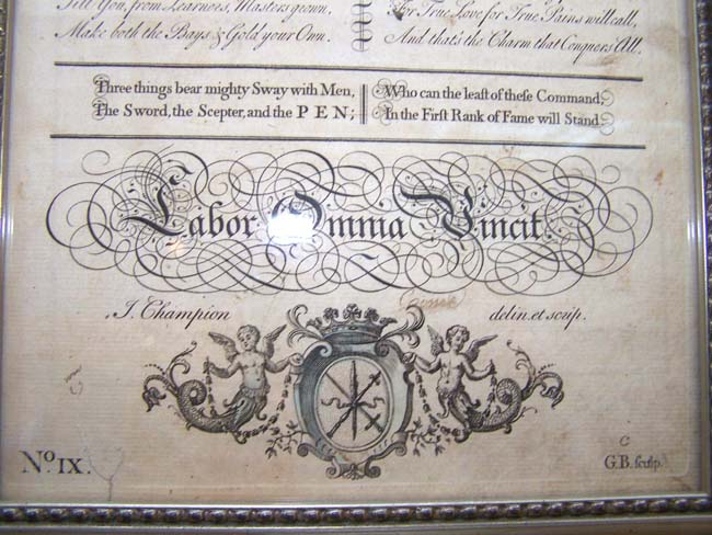 An 18th century engraving entitled "The Writing Masters" printed by George Bickham in 1741 — image 2